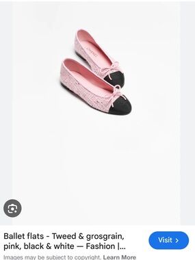 Chanel Pink and White Tweed CC Cap Toe Bow Ballet Flats